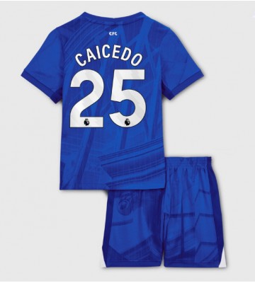 Chelsea Moises Caicedo #25 Primera Equipación Niños 2025-26 Manga Corta (+ Pantalones cortos)